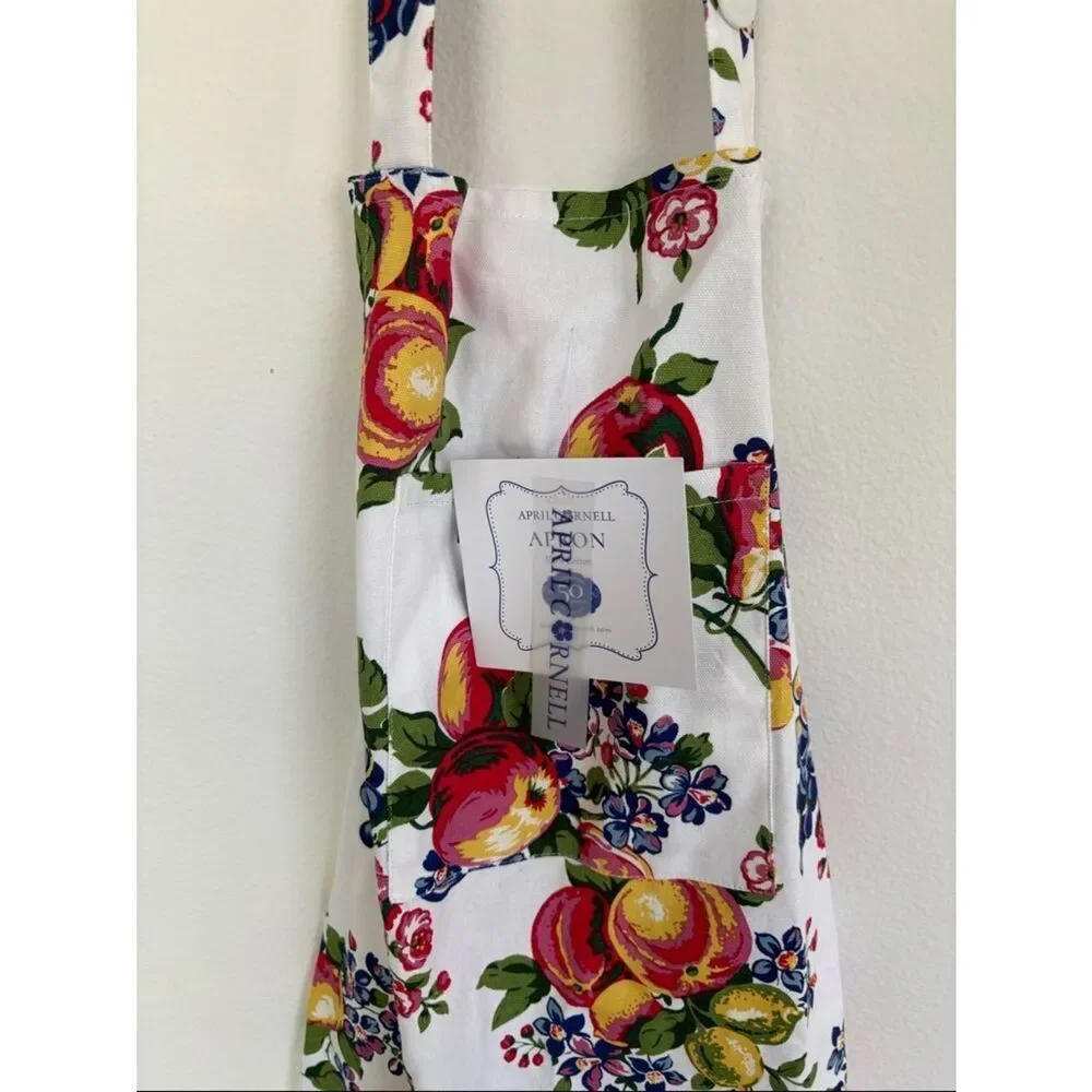 NWT April Cornell Full Apron Fruit Floral Print 100% Cotton